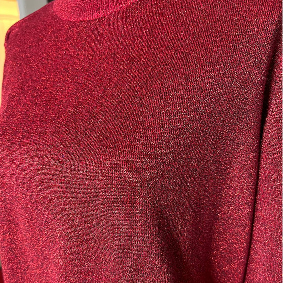 Preston & York Sweater Mock Turtleneck Size M in Red Metallic - Picture 2 of 5